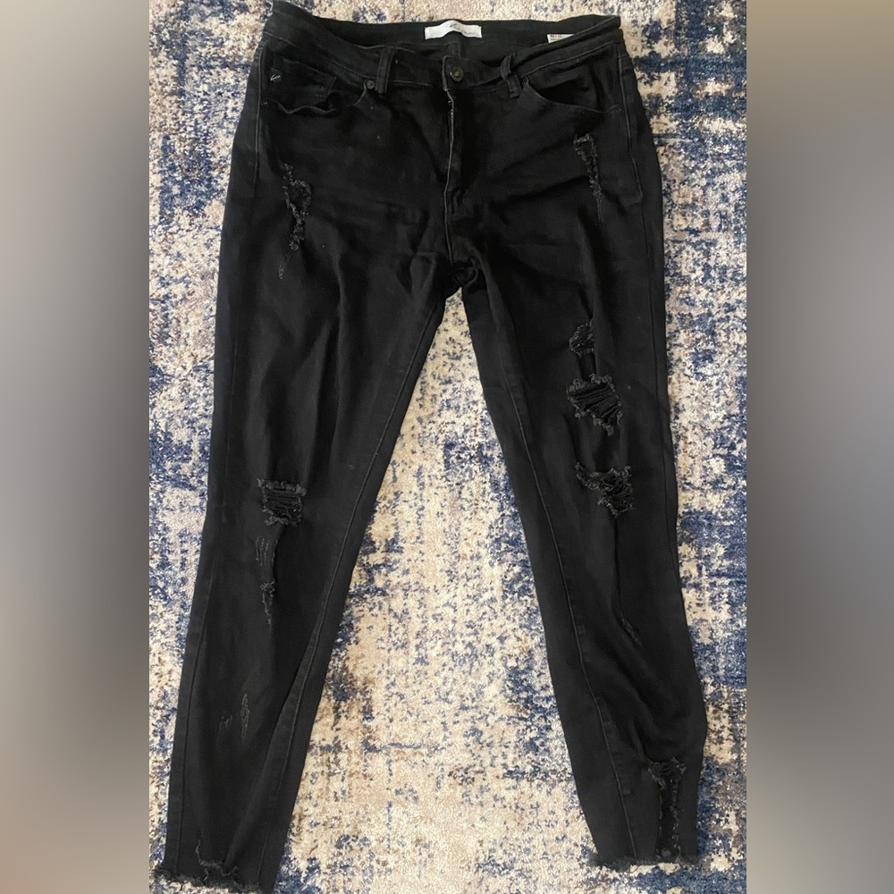 Kancan Black Skinny Jeans With Rips Size 11/29